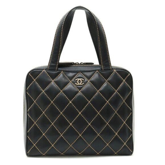 CHANEL Handbags - CHANEL CC Wild Stitch Surpique Vintage Quilted Shoulder Bag Tote Calfskin Black